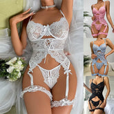 Seksowny, koronkowy, prześwitujący, dopasowany, jednoczęściowy komplet bielizny