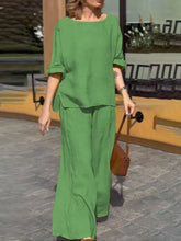 Dwuczęściowy komplet damski z bawełny i lnu