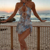 Seksowna, nowa sukienka z dekoltem w serek i cekinami, zdobiona koralikami