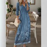 💕New spring and autumn V-neck long-sleeved dress🌈👗