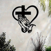 ❤️Elegancka metalowa dekoracja ścienna z motywem serca i krzyża