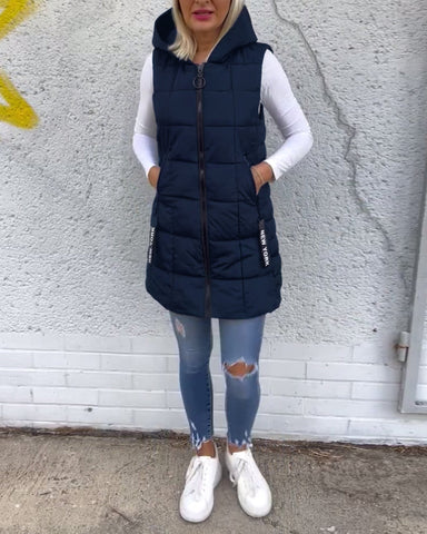 Sleeveless padded coat with zipper