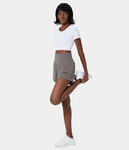 ✨️ 2025 Het försäljning 49% ZNIŻKI🥰 2-i-1-yogashorts z wysokimi midja i sidofikorami