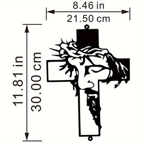 ❤️Elegancka metalowa dekoracja ścienna z motywem serca i krzyża