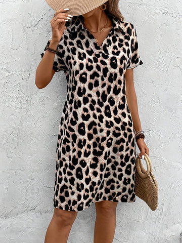2025 Leopard Print Shirt Dress