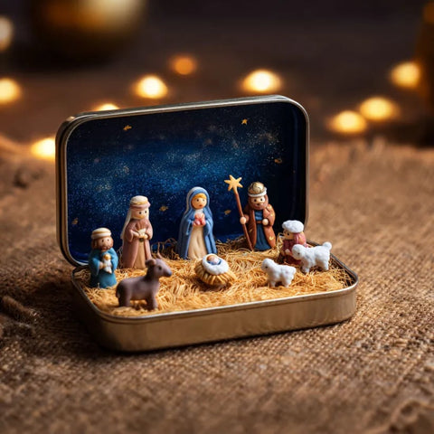 🔥LAST DAY 50% OFF -✝️Mini Christmas Nativity Set in a Tin Box
