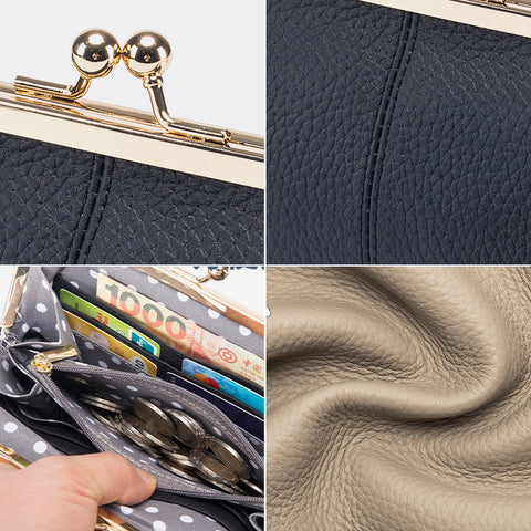 Genuine Leather Long Wallet with RFID Shielding