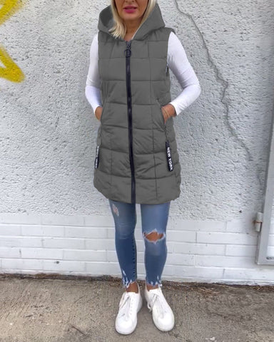 Sleeveless padded coat with zipper