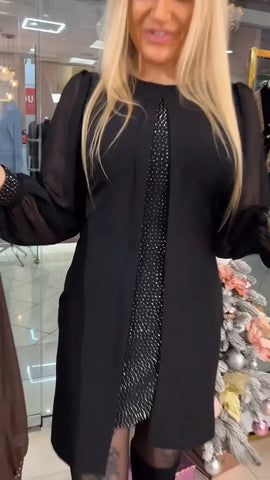 💥Gorąca wyprzedaż💥💙🖤[S-5XL] Długa sukienka na jesień/zimę z wycięciem