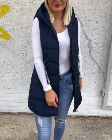 Sleeveless padded coat with zipper
