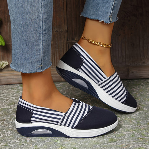 🔥Last Day Promotion 50% OFF - Women's Comfort Striped Slip-On Orthopaedic Sneakers