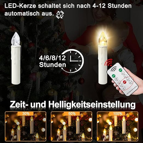 🎄Bezprzewodowe świece bezpłomieniowe z pilotem, timerem i klipsami