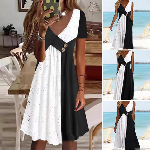 👗 Elegancka i modna damska sukienka patchworkowa