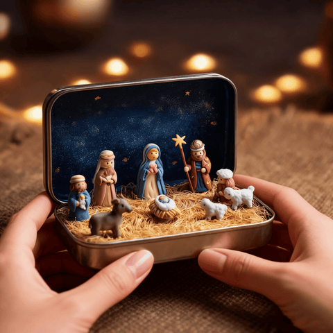 🔥LAST DAY 50% OFF -✝️Mini Christmas Nativity Set in a Tin Box