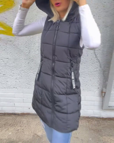 Sleeveless padded coat with zipper