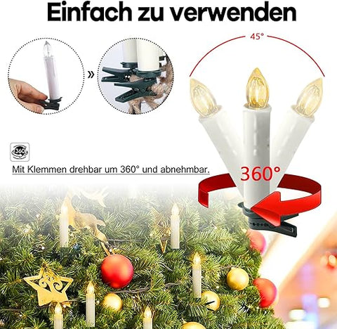 🎄Bezprzewodowe świece bezpłomieniowe z pilotem, timerem i klipsami