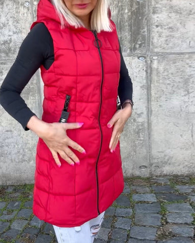 Sleeveless padded coat with zipper