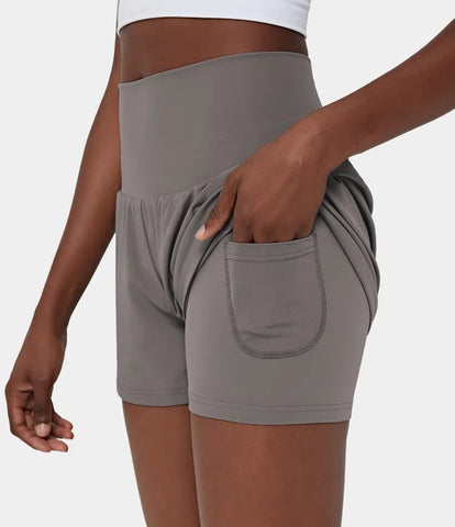 ✨️ 2025 Het försäljning 49% ZNIŻKI🥰 2-i-1-yogashorts z wysokimi midja i sidofikorami