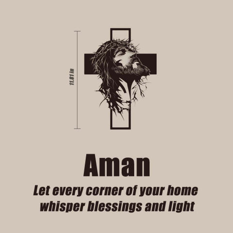 🔥 Metalowa dekoracja ścienna z portretem Jezusa i krzyżem