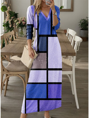 💕New spring and autumn V-neck long-sleeved dress🌈👗