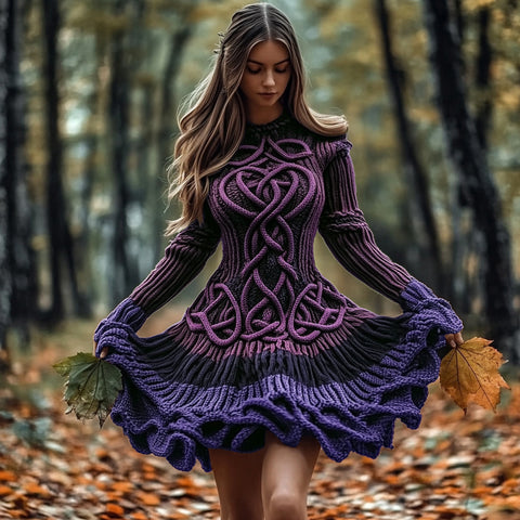 Amazon Autumn And Winter European And American Turtleneck Dress Sweater Retro Twist Long Sleeve Women'S Clothing