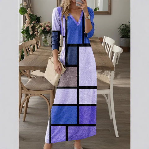 💕New spring and autumn V-neck long-sleeved dress🌈👗