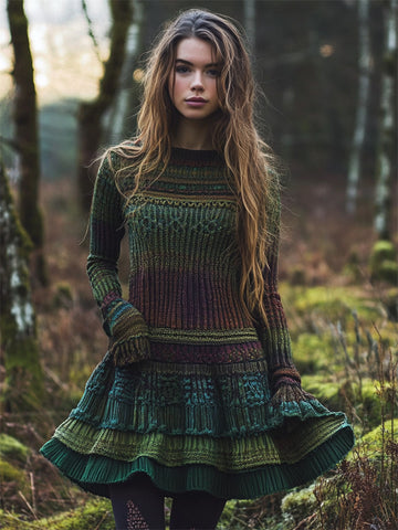 Amazon Autumn And Winter European And American Turtleneck Dress Sweater Retro Twist Long Sleeve Women'S Clothing