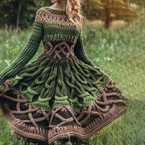 Amazon Autumn And Winter European And American Turtleneck Dress Sweater Retro Twist Long Sleeve Women'S Clothing