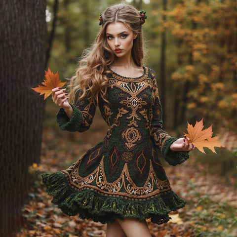 Amazon Autumn And Winter European And American Turtleneck Dress Sweater Retro Twist Long Sleeve Women'S Clothing