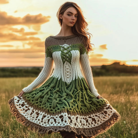 Amazon Autumn And Winter European And American Turtleneck Dress Sweater Retro Twist Long Sleeve Women'S Clothing