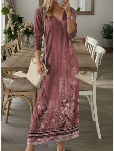 💕New spring and autumn V-neck long-sleeved dress🌈👗