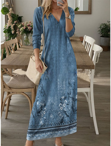 💕New spring and autumn V-neck long-sleeved dress🌈👗