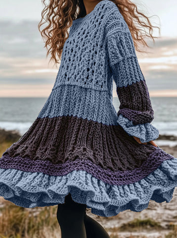 Amazon Autumn And Winter European And American Turtleneck Dress Sweater Retro Twist Long Sleeve Women'S Clothing