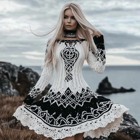 Amazon Autumn And Winter European And American Turtleneck Dress Sweater Retro Twist Long Sleeve Women'S Clothing