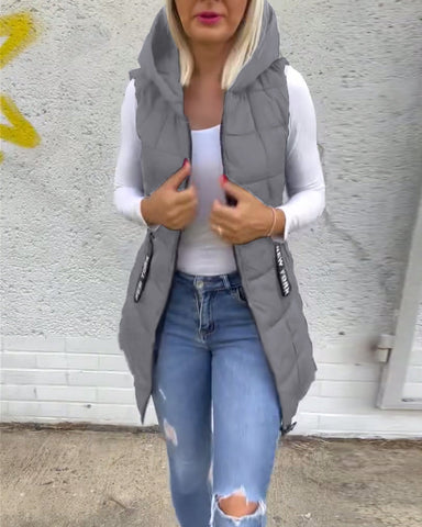 Sleeveless padded coat with zipper