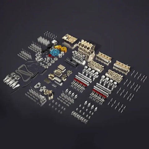 Zestaw modeli do składania silnika V8 w skali 1:3 w całości z metalu