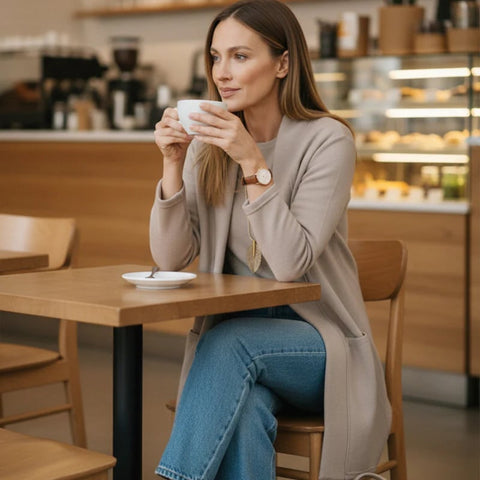 ⏳Specjalna oferta ograniczona czasowo⏰Elegancki 3-częściowy komplet zawierający długi kardigan, top i spodnie💞