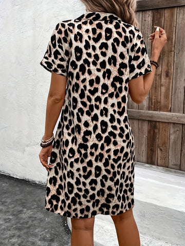 2025 Leopard Print Shirt Dress