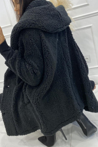 Damska pluszowa kurtka z kapturem