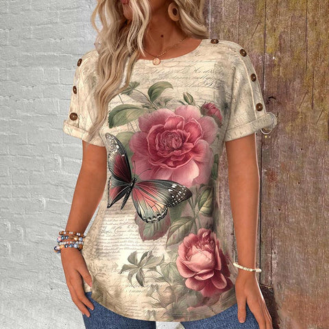 Vintage Floral Print T-Shirt