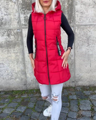 Sleeveless padded coat with zipper