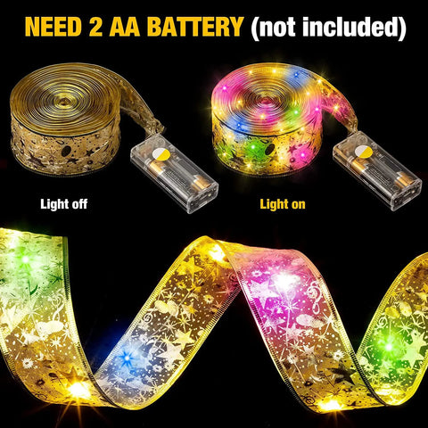 🎅Wyprzedaż przedświąteczna – 50% zniżki🎁Świąteczne lampki choinkowe ze wstążek