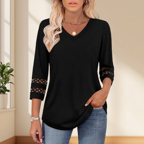 🌺 [S-3XL] 👚✨ klasyczny pojedynczy kolor V-Nurse z początku i 3/4