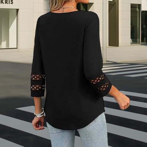 🌺 [S-3XL] 👚✨ klasyczny pojedynczy kolor V-Nurse z początku i 3/4
