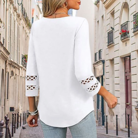 🌺 [S-3XL] 👚✨ klasyczny pojedynczy kolor V-Nurse z początku i 3/4